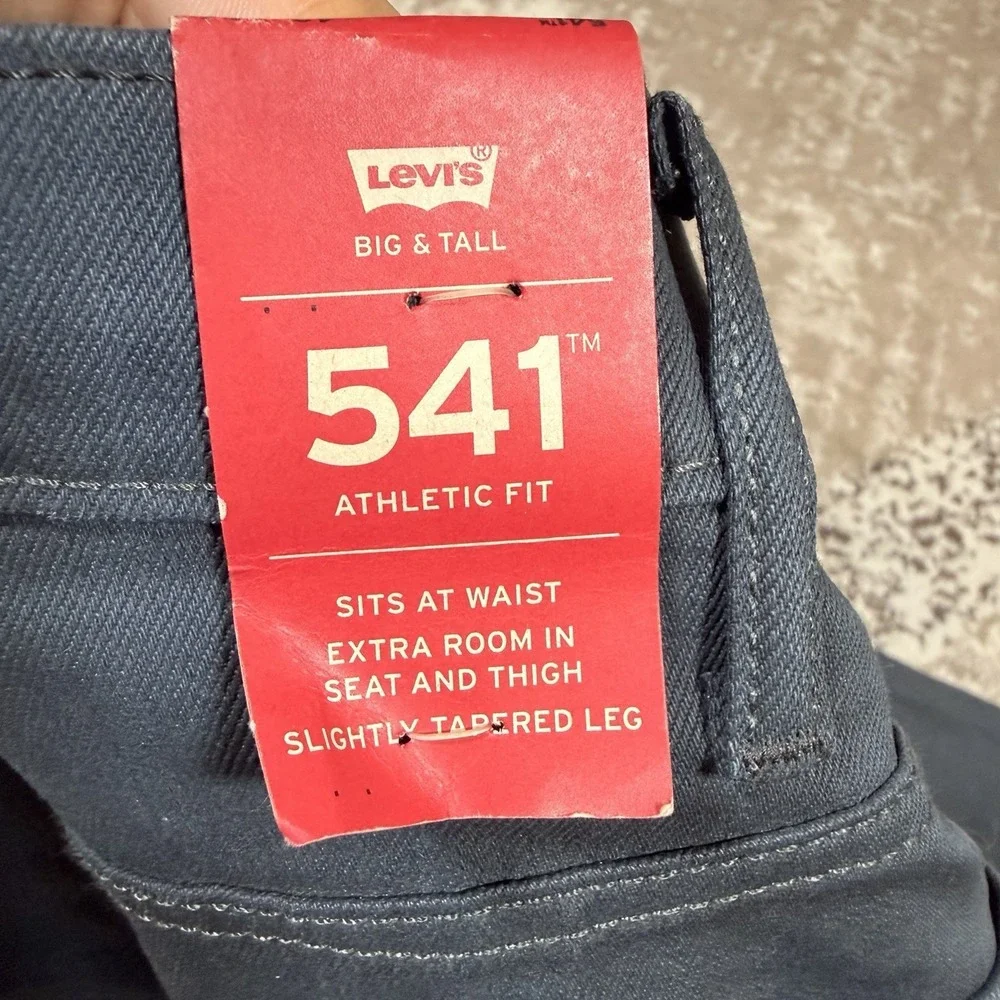 Levis 541 Athletic Taper Jeans Mens 42x36‎ Gray Stretch Denim Pants NWT Tall